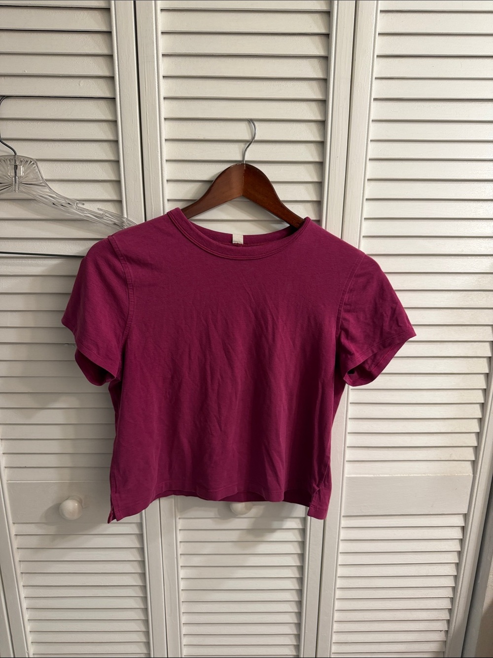 lululemon athletica Berry-Red Cropped Crew Tee